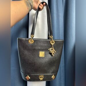 Elegant Black Tote Bag with Gold Accents